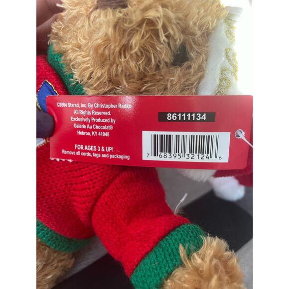 Christopher Radko Rare 2004 Galerie Au Chocolat Christmas Teddy Bear Plush - Picture 4 of 10